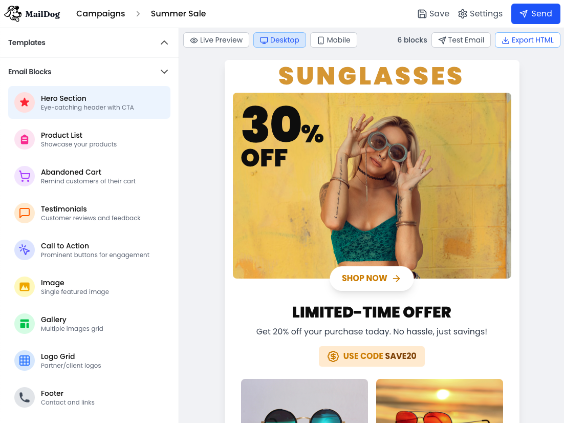 MailDog Editor Preview